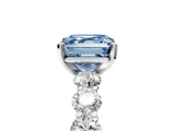 White gold Fancy Blue Asscher  Diamond Prong Setting with Side Stones on a Pave Band_5