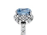 White gold Fancy Blue Asscher  Diamond Solitaire Ring with Shared Prong Pavé Band_17