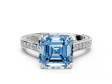 White gold Fancy Blue Asscher  Diamond Solitaire with Pave Band and Six-Prong Setting_70