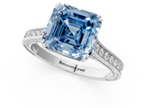 White gold Fancy Blue Asscher  Diamond Solitaire with Pave Band and Six-Prong Setting_71