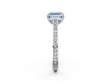 White gold Fancy Blue Asscher  Diamond Solitaire with Pave Band and Six-Prong Setting_73