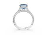 White gold Fancy Blue Asscher  Diamond Solitaire with Pave Band and Six-Prong Setting_74