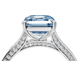 White gold Fancy Blue Asscher  Diamond Solitaire with Pave Band and Six-Prong Setting_75