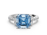 White gold Fancy Blue Asscher  Diamond Three-Stone Pave Band with Four-Prong Setting_16