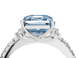 White gold Fancy Blue Asscher  Diamond Three-Stone Pave Band with Four-Prong Setting_19