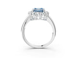 White gold Fancy Blue Asscher  Halo Cluster Diamond Engagement Ring with Prong Setting and Polished Band_23