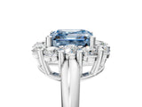 White gold Fancy Blue Asscher  Halo Cluster Diamond Engagement Ring with Prong Setting and Polished Band_25