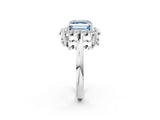 White gold Fancy Blue Asscher  Halo Cluster Diamond Engagement Ring with Solitaire Band and Prong Setting_50