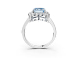White gold Fancy Blue Asscher  Halo Cluster Diamond Engagement Ring with Solitaire Band and Prong Setting_50