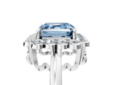 White gold Fancy Blue Asscher  Halo Cluster Diamond Engagement Ring with Solitaire Band and Prong Setting_51