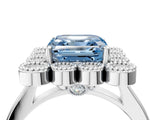 White gold Fancy Blue Asscher  Halo Diamond Cluster Engagement Ring with Milgrain Bezel Setting and Solitaire Band_43