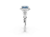 White gold Fancy Blue Asscher  Halo Diamond Engagement Ring with Filigree Band and Four-Prong Setting_95