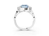 White gold Fancy Blue Asscher  Halo Diamond Engagement Ring with Milgrain Band and Four-Prong Setting_72