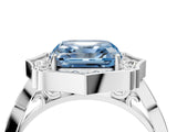 White gold Fancy Blue Asscher  Halo Diamond Engagement Ring with Milgrain Band and Four-Prong Setting_73
