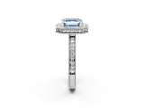White gold Fancy Blue Asscher  Halo Diamond Engagement Ring with Milgrain Pave Band and Four-Prong Setting_52