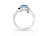 White gold Fancy Blue Asscher  Halo Diamond Engagement Ring with Pavé Band and Four-Prong Setting_42