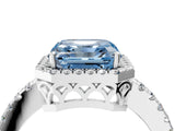 White gold Fancy Blue Asscher  Halo Diamond Engagement Ring with Pavé Band and Four-Prong Setting_43
