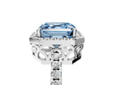 White gold Fancy Blue Asscher  Halo Diamond Engagement Ring with Pavé Band and Four-Prong Setting_44