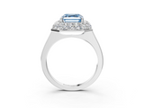 White gold Fancy Blue Asscher  Halo Diamond Engagement Ring with Solitaire Band and Four-Prong Setting_20