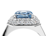 White gold Fancy Blue Asscher  Halo Diamond Engagement Ring with Solitaire Band and Four-Prong Setting_21