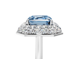 White gold Fancy Blue Asscher  Halo Diamond Engagement Ring with Solitaire Band and Four-Prong Setting_23