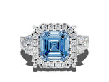 White gold Fancy Blue Asscher  Halo Diamond Engagement Ring with Split Shank and Four-Prong Setting_35