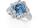 White gold Fancy Blue Asscher  Halo Diamond Engagement Ring with Split Shank and Prong Setting_47