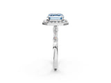 White gold Fancy Blue Asscher  Halo Diamond Engagement Ring with Twisted Band and Four-Prong Setting 2