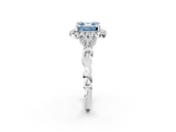 White gold Fancy Blue Asscher  Halo Diamond Engagement Ring with Vintage-Inspired Band and Four-Prong Setting_5