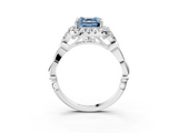 White gold Fancy Blue Asscher  Halo Diamond Engagement Ring with Vintage-Inspired Band and Four-Prong Setting_6