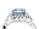 White gold Fancy Blue Asscher  Halo Diamond Engagement Ring with Vintage-Inspired Band and Four-Prong Setting_7