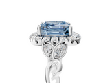 White gold Fancy Blue Asscher  Halo Diamond Engagement Ring with Vintage-Inspired Band and Four-Prong Setting_8