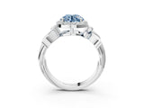 White gold Fancy Blue Asscher  Halo Diamond Floral Band with Four-Prong Setting_62