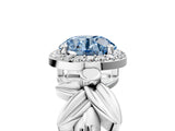 White gold Fancy Blue Asscher  Halo Diamond Floral Band with Four-Prong Setting_64