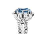 White gold Fancy Blue Asscher  Halo Diamond Floral Split Shank Engagement Ring 5