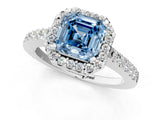 White gold Fancy Blue Asscher  Halo Diamond Pavé Solitaire Ring_70
