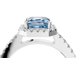 White gold Fancy Blue Asscher  Halo Diamond Pavé Solitaire Ring_73