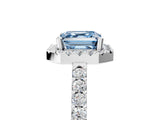 White gold Fancy Blue Asscher  Halo Diamond Pavé Solitaire Ring_74