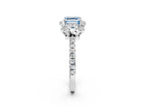 White gold Fancy Blue Asscher  Halo Diamond Pave Band Ring with Four-Prong Setting_17