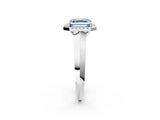 White gold Fancy Blue Asscher  Halo Diamond Ring with Cathedral Band and Four-Prong Setting_48
