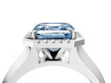 White gold Fancy Blue Asscher  Halo Diamond Ring with Cathedral Band and Four-Prong Setting_51