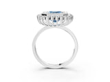 White gold Fancy Blue Asscher  Halo Diamond Ring with Milgrain Edge and Round Prong Setting_92