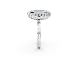 White gold Fancy Blue Asscher  Halo Diamond Ring with Milgrain Edge and Round Prong Setting_92