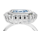 White gold Fancy Blue Asscher  Halo Diamond Ring with Milgrain Edge and Round Prong Setting_93