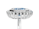 White gold Fancy Blue Asscher  Halo Diamond Ring with Milgrain Edge and Round Prong Setting_95