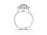 White gold Fancy Blue Asscher  Halo Diamond Ring with Pavé Band and Prong Setting_19