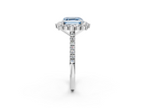 White gold Fancy Blue Asscher  Halo Diamond Ring with Pavé Band and Prong Setting_19