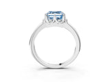 White gold Fancy Blue Asscher  Halo Diamond Ring with Round Cluster Setting, Solitaire Band, and Four-Prong Setting_32