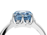 White gold Fancy Blue Asscher  Halo Diamond Ring with Round Cluster Setting, Solitaire Band, and Four-Prong Setting_33