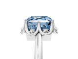 White gold Fancy Blue Asscher  Halo Diamond Ring with Round Cluster Setting, Solitaire Band, and Four-Prong Setting_34